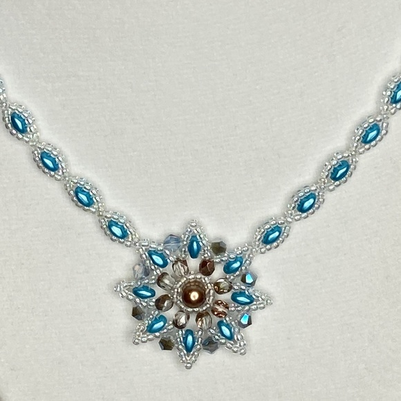 Hand Crafted Jewelry - HANDMADE Snowflake Beaded Statement Necklace